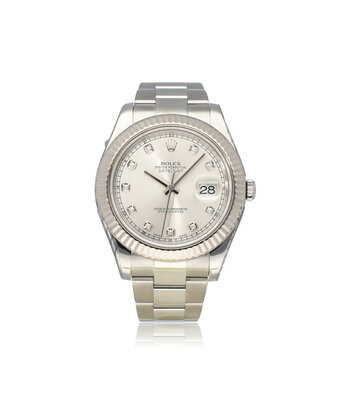 Rolex Datejust II 41 NEW ROLEX SERVICE - 2017 B+P | steel silver diamond fluted diamond Oyster