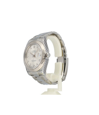 Rolex Datejust II 41 NEW ROLEX SERVICE - 2017 B+P | steel silver diamond fluted diamond Oyster