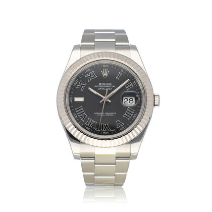 Datejust II 41 - 2016 box + papers | steel - white gold black roman Oyster