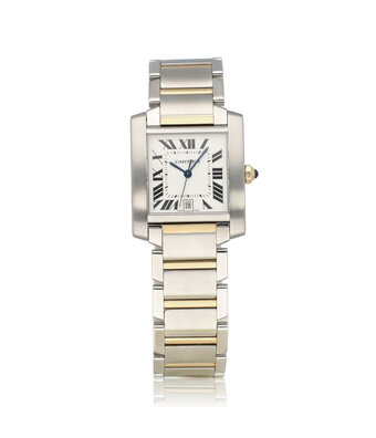 Cartier Tank Française LM 2008 box + papers | steel yellow gold - silver large LM