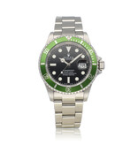 Rolex Submariner Date 40 NEW ROLEX SERVICE - 2004 B+P | steel Flat Four Kermit - Green - F-seria