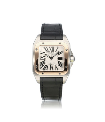Cartier Santos de Cartier 100  NEW CARTIER STRAP - 2013 B+P | ref. W20107X7 | steel rose gold