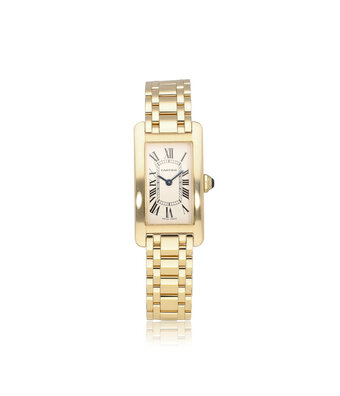 Cartier Tank Américaine SM 2002 box + papers | yellow gold silver roman