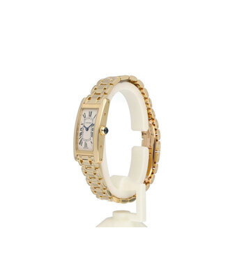 Cartier Tank Américaine SM 2002 box + papers | yellow gold silver roman