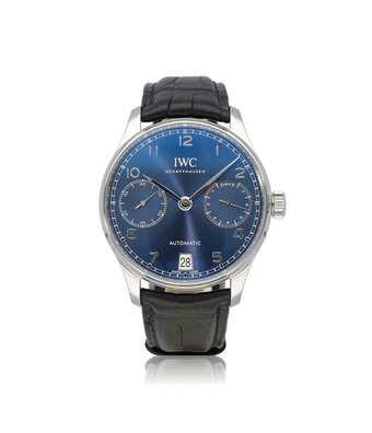 IWC Portugieser Automatic 42 NEW IWC SERVICE - 2022 B+P | steel blue