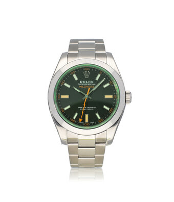 Rolex Milgauss 40 NEW ROLEX SERVICE - 2008 B+P | steel black orange - green - GV Oyster