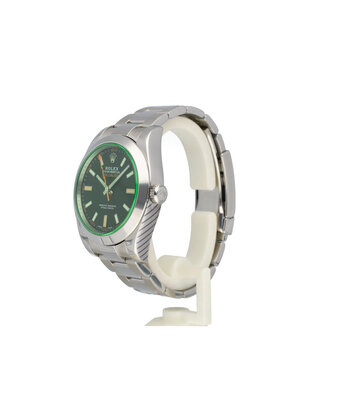 Rolex Milgauss 40 NEW ROLEX SERVICE - 2008 B+P | steel black orange - green - GV Oyster