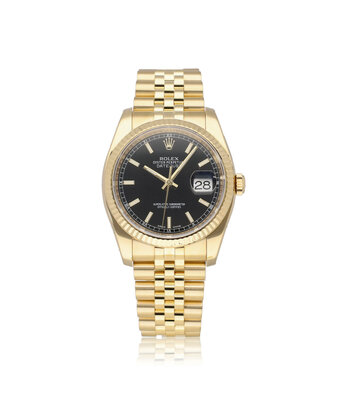 Rolex Datejust  2014 box + papers | yellow gold - black dial Jubilee
