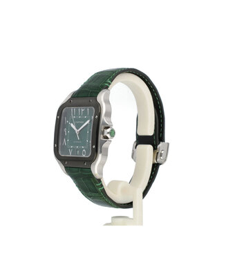 Cartier Santos de Cartier  Large OPEN DATE - box + papers | steel / green / arabic / middle east