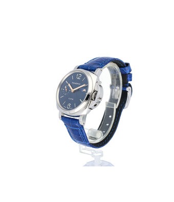 Panerai Luminor Due Luna 38 steel alligator strap blue 2024 box + papers