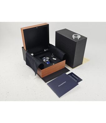 Panerai Luminor Due Luna 38 steel alligator strap blue 2024 box + papers