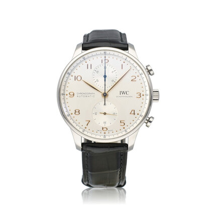 Portugieser Chronograph 41 NEW IWC STRAP - 2023 B+P | steel silver black alligator leather