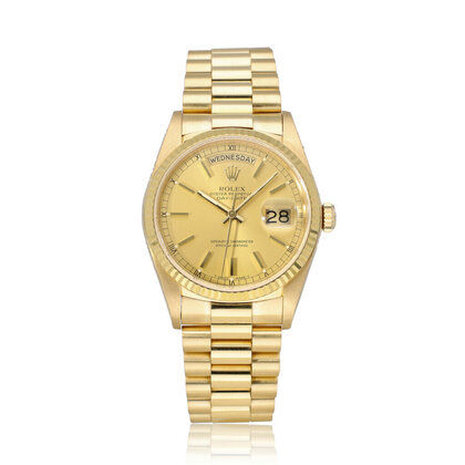Day-Date 36 NEW ROLEX SERVICE - 1985 B+P | yellow gold champagne President