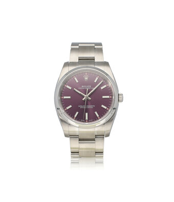 Rolex Oyster Perpetual 34 2017 + papers | red grape steel Oyster