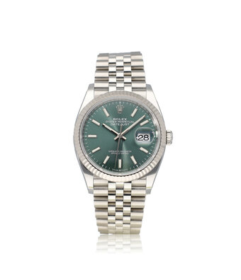 Rolex Datejust 36 2025 box + papers | green steel - white gold fluted Jubilee