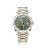 Rolex Day-Date 40 white gold - green - money dial factory diamond 2025 box + papers
