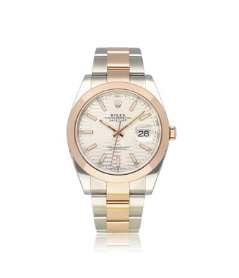 Rolex Datejust 41 2023 box + papers | steel - rose gold silver fluted / motif Oyster