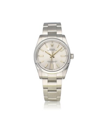 Rolex Oyster Perpetual 34 steel silver domed Oyster 2021 box + papers