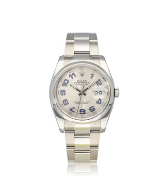 Rolex Datejust 36 steel silver deco arab mesh Oyster 2017 + papers