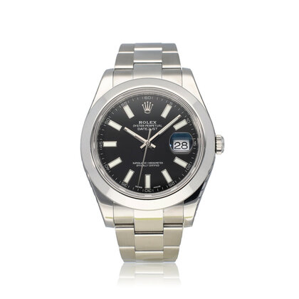 Datejust II 41 steel black Oyster 2015 B+P | NEW ROLEX SERVICE