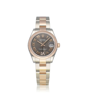 Rolex Datejust 31 NEW ROLEX SERVICE - 2020 B+P | steel - rose gold slate diamond Oyster