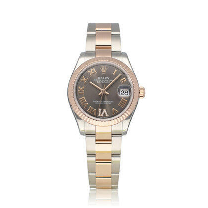 Datejust 31 NEW ROLEX SERVICE - 2020 B+P | steel - rose gold slate diamond Oyster
