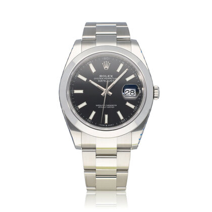 Datejust 41 NEW ROLEX SERVICE - 2019 B+P | steel black index domed Oyster