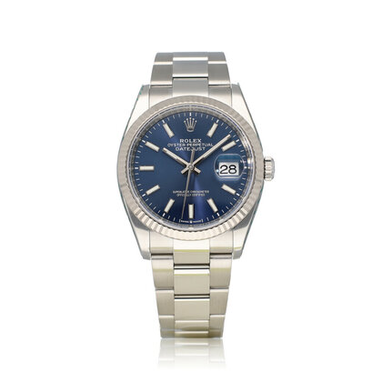 Datejust 36 NEW ROLEX SERVICE - 2019 B+P | steel - white gold blue Oyster
