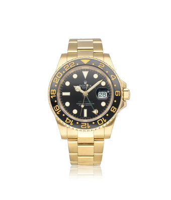 Rolex GMT-Master II 40 NEW ROLEX SERVICE 2007 B+P | yellow gold black Oyster
