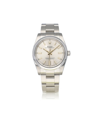 Rolex Oyster Perpetual 34 steel silver domed Oyster 2021 box + papers