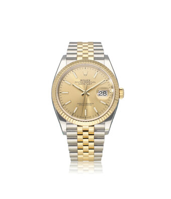Rolex Datejust 36 NEW ROLEX SERVICE - 2020 B+P | steel - yellow gold fluted champagne Jubilee