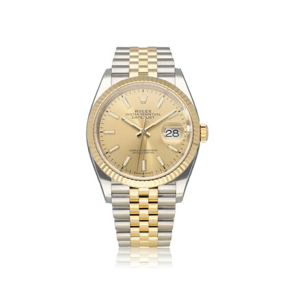 Datejust 36 NEW ROLEX SERVICE - 2020 B+P | steel - yellow gold fluted champagne Jubilee