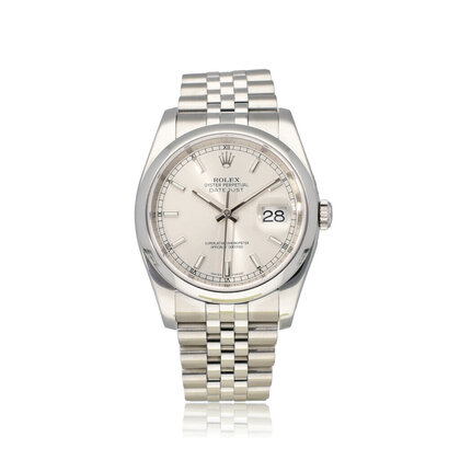 Datejust 36 NEW ROLEX SERVICE - 2018 B+P | steel silver domed Jubilee