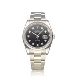 Rolex Datejust 36 NEW ROLEX SERVICE - 2016 B+P | steel - white gold diamond black Oyster