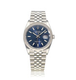 Rolex Datejust 36 NEW ROLEX SERVICE - 2022 B+P | steel - white gold blue Jubilee