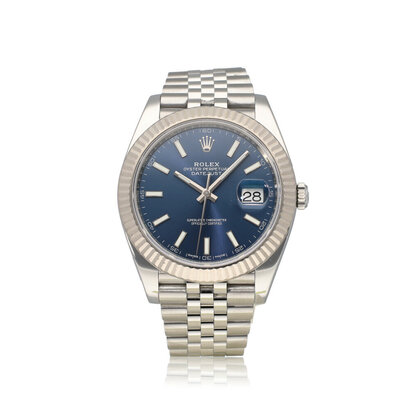Datejust 41 NEW ROLEX SERVICE | steel - white gold blue Jubilee + box