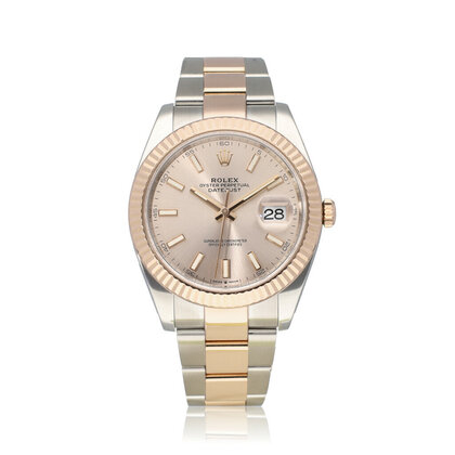 Datejust 41 NEW ROLEX SERVICE - 2017 B+P | steel - rose gold sundust - pink Oyster