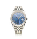 Rolex Datejust 41 NEW ROLEX SERVICE 2020 B+P | steel - white gold Azurro blue roman Jubilee