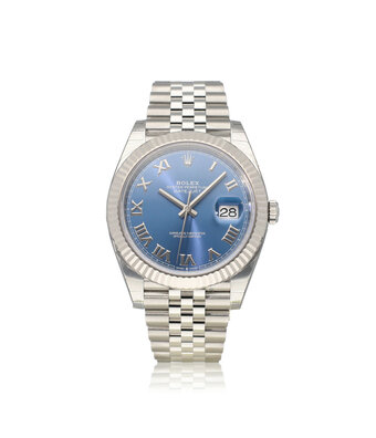 Rolex Datejust 41 NEW ROLEX SERVICE 2020 B+P | steel - white gold Azurro blue roman Jubilee