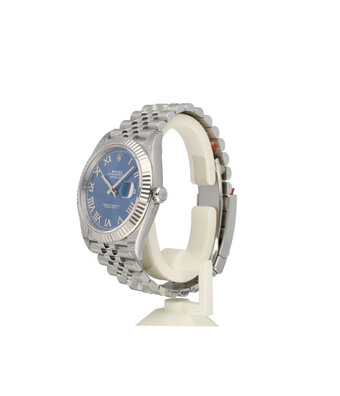 Rolex Datejust 41 NEW ROLEX SERVICE 2020 B+P | steel - white gold Azurro blue roman Jubilee