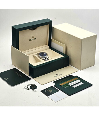 Rolex Datejust 41 NEW ROLEX SERVICE 2020 B+P | steel - white gold Azurro blue roman Jubilee