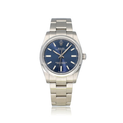 Oyster Perpetual 34 2022 + papers | steel blue index domed Oyster