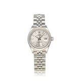 Rolex Lady-Datejust 28 2024 box + papers | steel - white gold silver index Jubilee