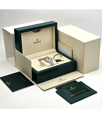 Rolex Lady-Datejust 28 2024 box + papers | steel - white gold silver index Jubilee