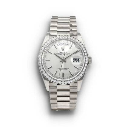 Day-Date 36 white gold silver dial factory diamond bezel President