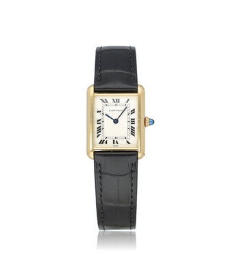 Cartier Tank Louis Cartier Large NEW CARTIER STRAP | yellow gold enamel Paris dial