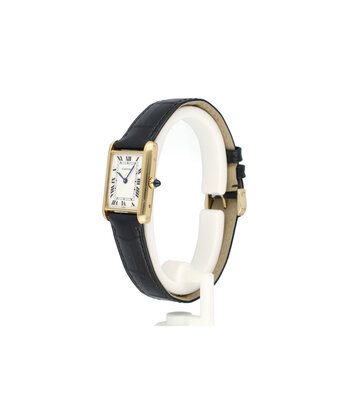 Cartier Tank Louis Cartier Large NEW CARTIER STRAP | yellow gold enamel Paris dial