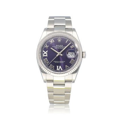 Datejust 36 2023 box + papers | steel aubergine / purple roman diamond Oyster