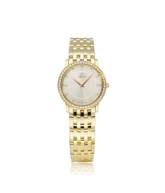 Omega De Ville Prestige  yellow gold factory diamond + box