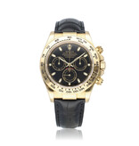 Rolex Daytona  40 yellow gold black dial / black leather P-serial 2002 box + papers
